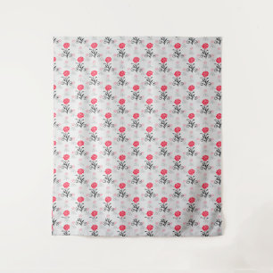 Red Rose Flower Stalk Pattern Design Tapestry