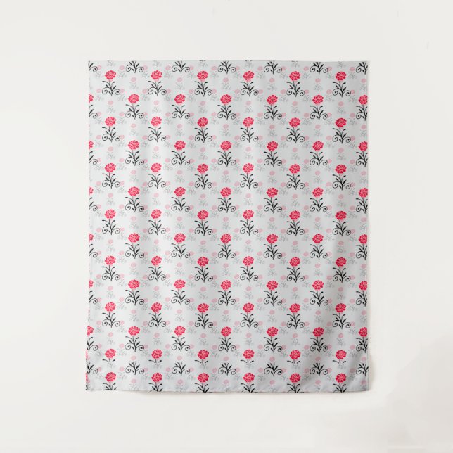 Red Rose Flower Stalk Pattern Design  Tapestry (Front)