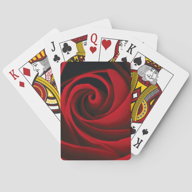 Red Rose Flower Swirl Classy Design Playing Cards (Back)