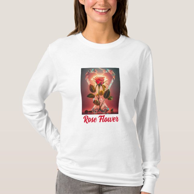 Red Rose Flower  T-Shirt (Front)