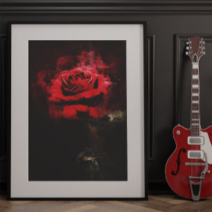 Red Rose flower watercolor - bb Photo Print