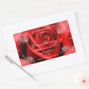 Red Rose Flower with Palm Leaves Product Labels