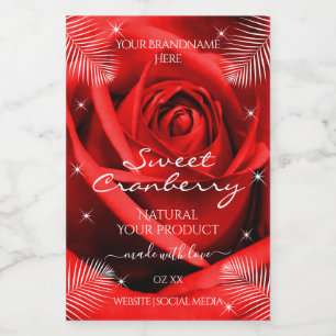 Red Rose Flower with Palm Leaves Product Labels