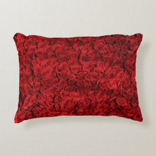 Red Rose Flowers Accent Pillow