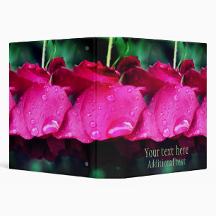 Red Rose Flowers And Raindrops Personalized Binder