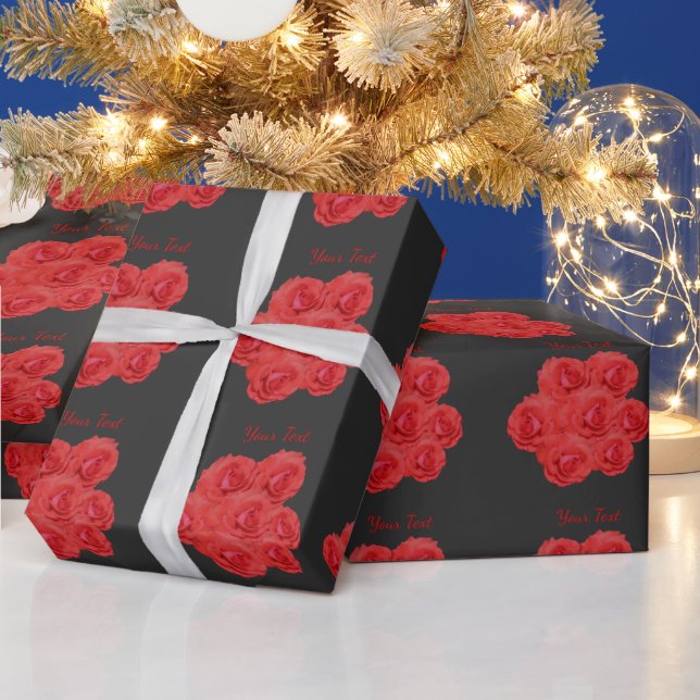 Red Rose Flowers Bouquet Personalized Wrapping Pap Wrapping Paper (Holidays)