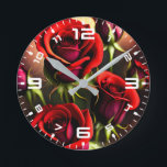 Red Rose Flowers Digital Artwork-58567 Round Clock<br><div class="desc">Red Rose Flowers Digital Artwork-58567</div>
