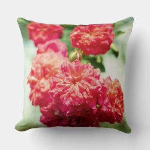 Red rose flowers throw pillow