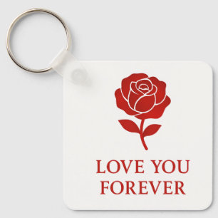 Red Rose Forever Love Symbol Valentine Pocket Keychain