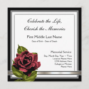 Red Rose Funeral Announcement