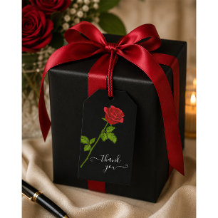 Red Rose Funeral Gift Tag with “Thank You” Message