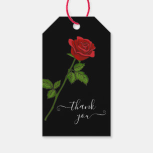 Red Rose Funeral Gift Tag with “Thank You” Message