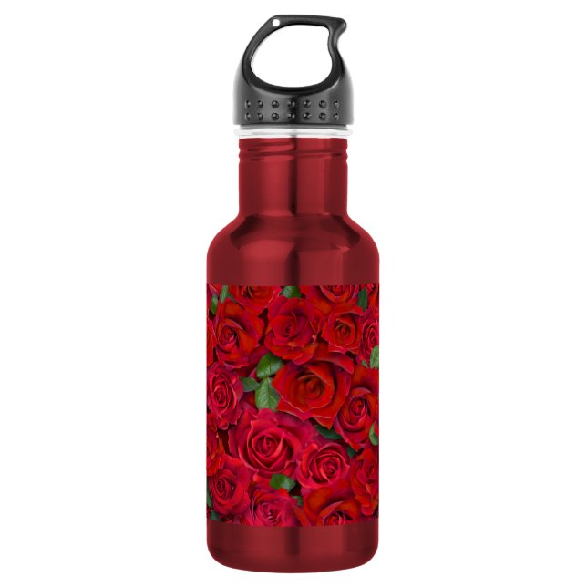 Red Rose Garden Floral Seamless Romantic Pattern 532 Ml Water Bottle (Front)