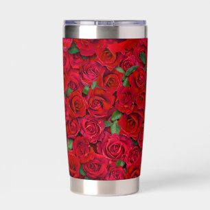 Red Rose Garden Floral Seamless Romantic Pattern Insulated Tumbler