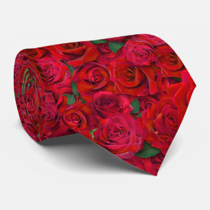 Red Rose Garden Floral Seamless Romantic Pattern Tie
