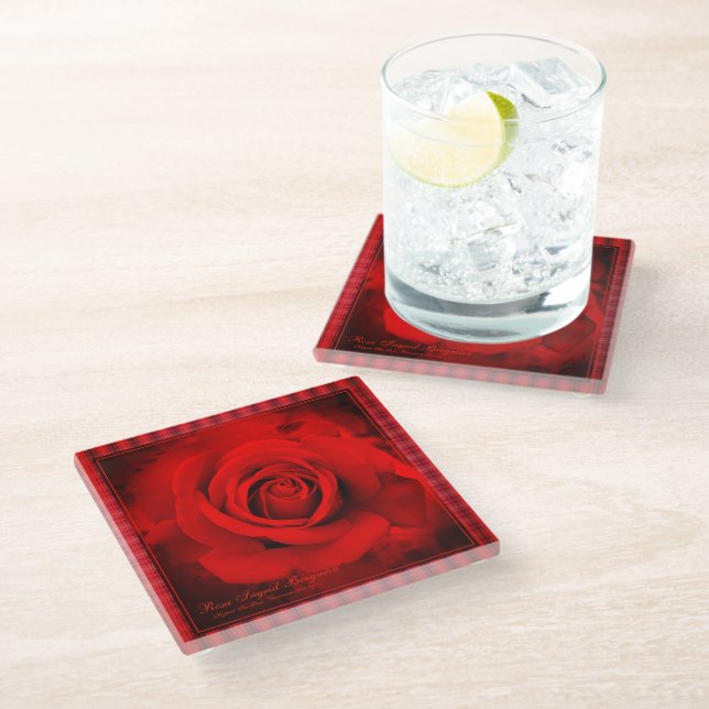 Red Rose [Glass Coaster] Glass Coaster (Angled)