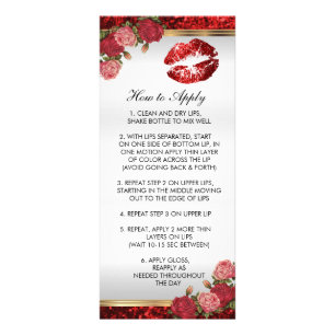 *Red Rose Glitter Lip Instructions 2 Rack Card
