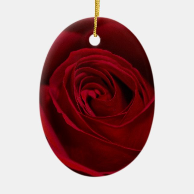 Red Rose Gorgeous Ceramic Ornament (Front)