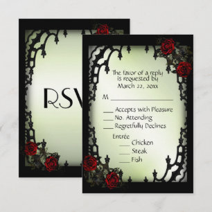 Red Rose Gothic RSVP Green Menu Choice