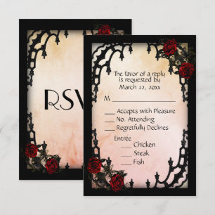 Red Rose Gothic RSVP Peach Menu Choice