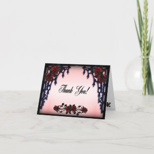 Red Rose Gothic Thank You Blank Inside Card