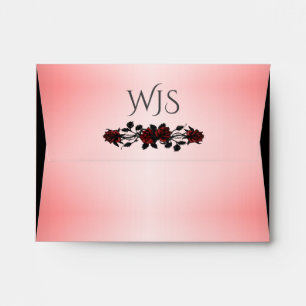 Red Rose Gothic Wedding Monogram Envelope