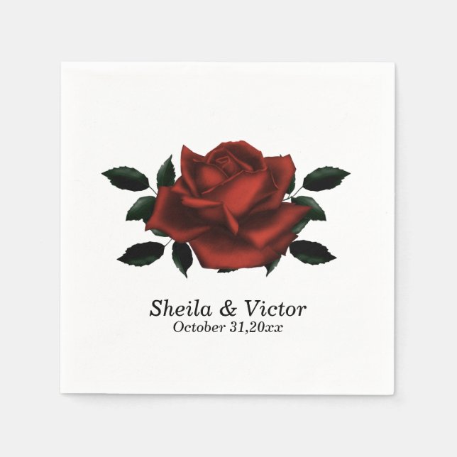 Red Rose Gothic Wedding Napkin (Front)