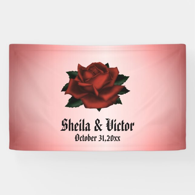 Red Rose Gothic Wedding Personal Banner (Horizontal)