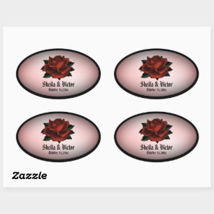 Red Rose Gothic Wedding Personal Oval Sticker