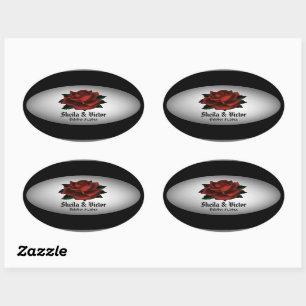 Red Rose Gothic Wedding Personal Oval Sticker