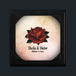 Red Rose Gothic Wedding Personalized Peach   Gift Box<br><div class="desc">Beautiful deep red rose with names and date. This is part of a wedding suite called orange Gothic It is easy to coordinate everything for your wedding once you choose the right theme and colour scheme. Pick a unique wedding theme design to make your special day perfect. Fancy House has...</div>