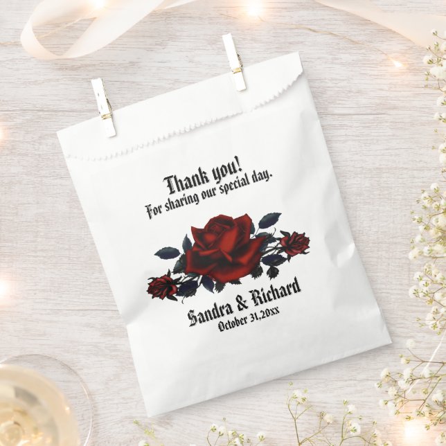 Red Rose Gothic Wedding White Personal   Favour Bag (Clipped)