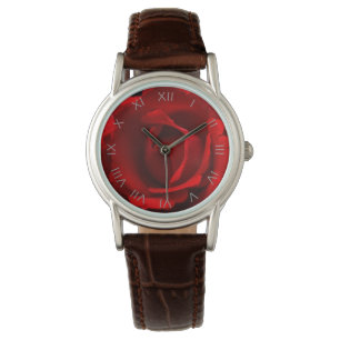 Red Rose Grey Roman Numbers wacna Watch