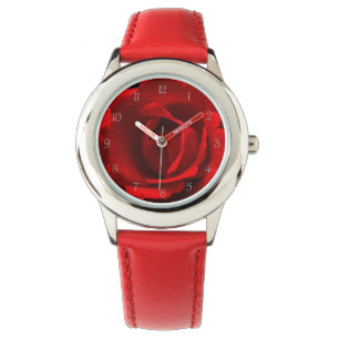 Red Rose Grey Script Numbers Kids cn Watch