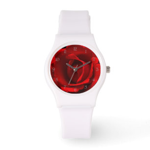Red Rose Grey Script Numbers Womens cn Watch
