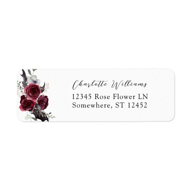 Red Rose Halloween chauves-souris Adresse de retou (Devant)