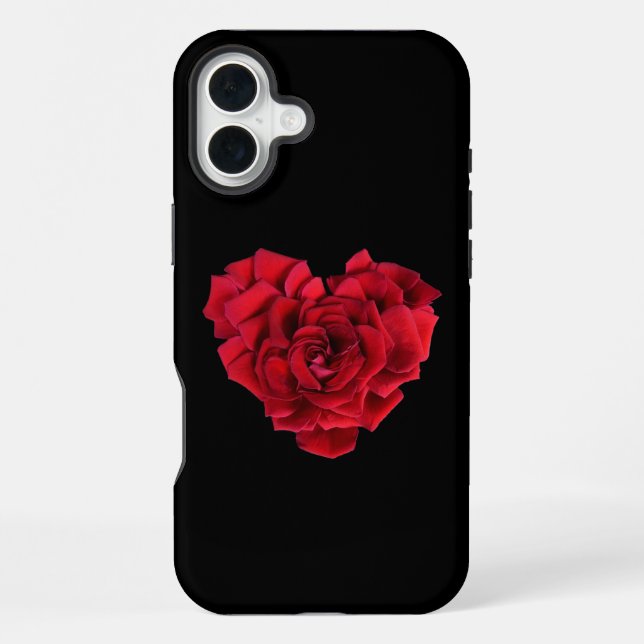 Red Rose Heart Black iPhone Case (Back)