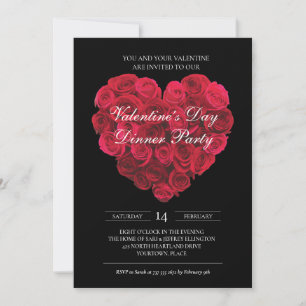 Red Rose Heart Engagement Party Valentines Day Invitation