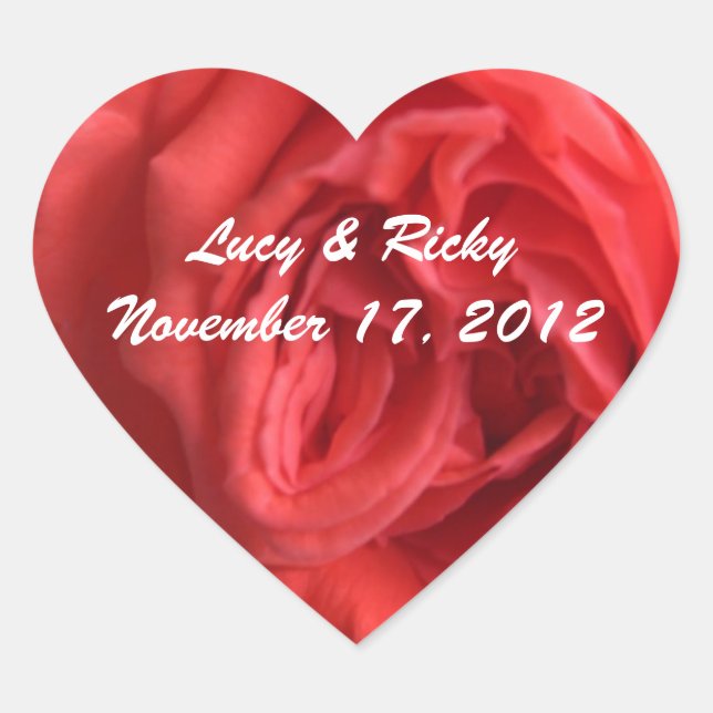 Red Rose Heart Envelope-Seal Sticker Template (Front)