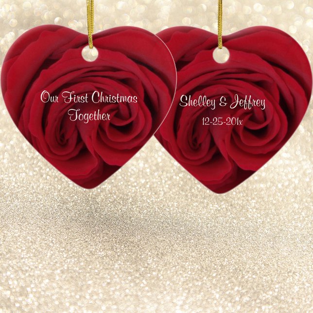 Red Rose Heart First Christmas Together Ornament (Creator Uploaded)