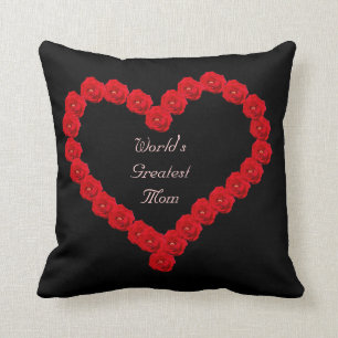 Red Rose Heart for Mom Throw Pillow