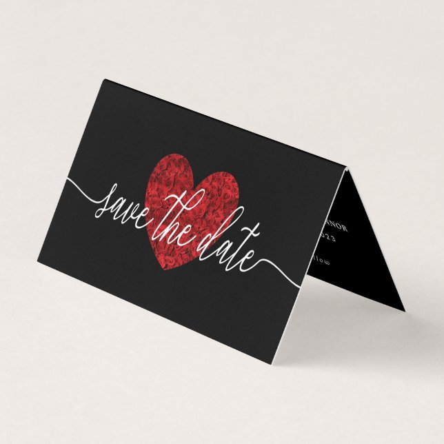 Red Rose Heart, Photo Enregistrer La Carte Date (Devant)