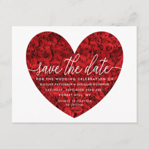Red Rose Heart Save The Date Enclosure Card