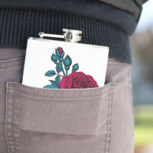 Red rose hip flask