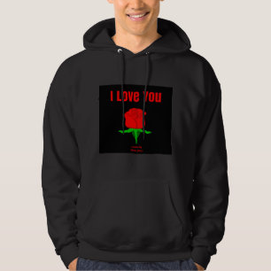 Red Rose I Love You Men's Black Pullover Hoodie