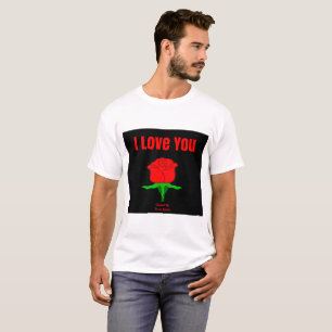 Red Rose I Love You Men's White Basic T Shirt
