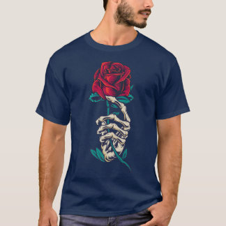 Red Rose in a Skeleton Hand a Rose Tattoo  T-Shirt