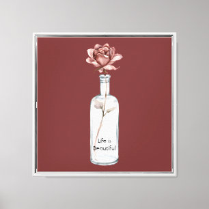 Red Rose in Bottle Canvas Print