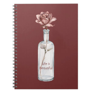Red Rose in Bottle Notebook