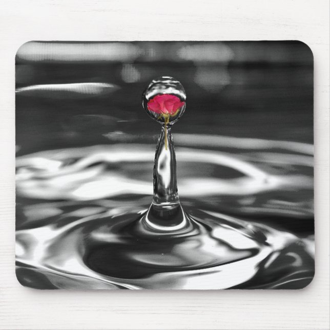 Red Rose in Droplet Mouse Pad (Front)